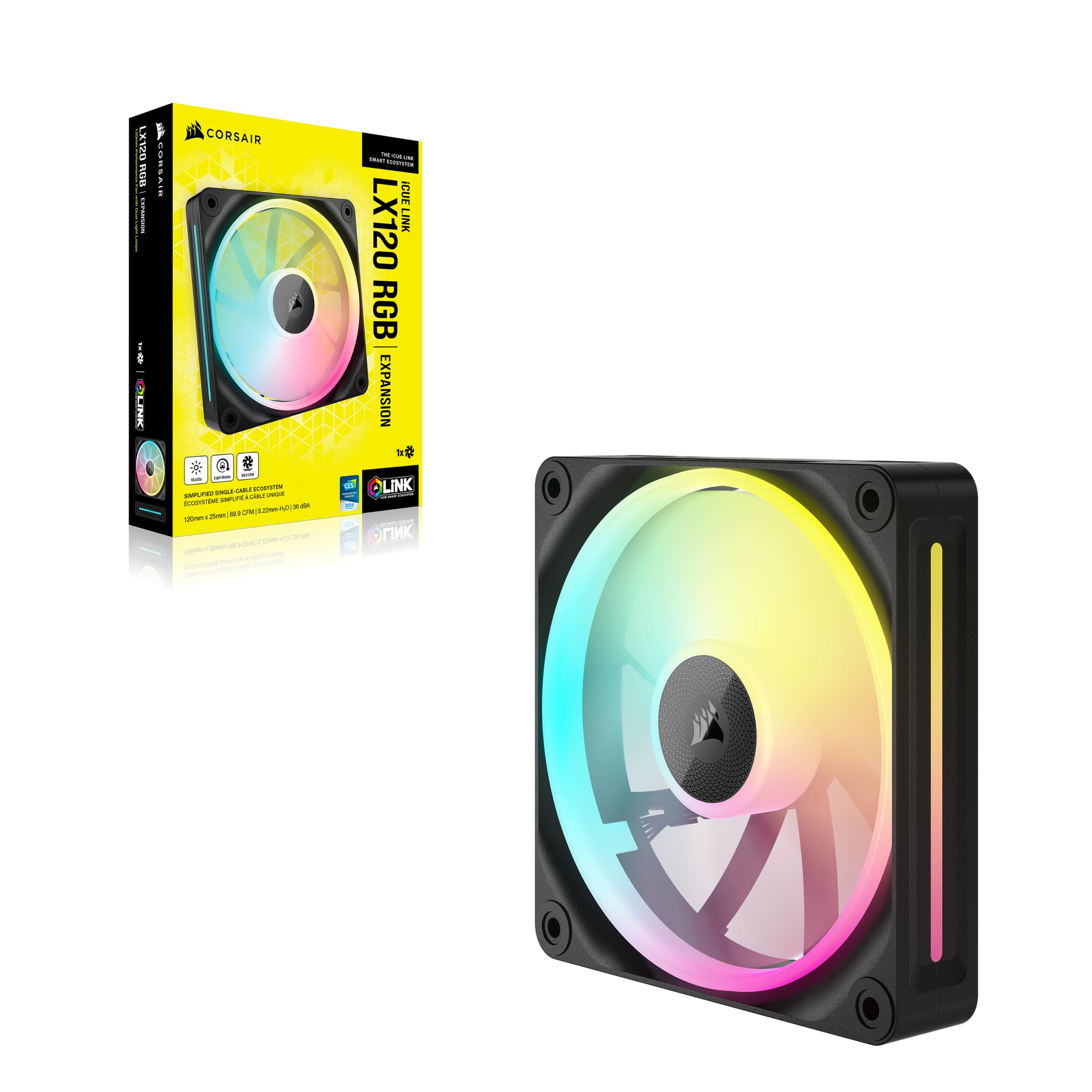 Foto 7 | Ventilador Corsair Icue Link Lx120 Rgb 120 Mm Pwm, Paquete Único, Negro - Venta Internacional.