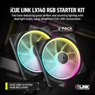 Foto 2 | Ventilador Corsair Icue Link Lx140 Rgb 140 Mm Pwm, Paquete Doble, Negro - Venta Internacional.
