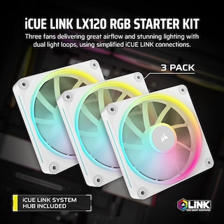 Foto 2 | Ventilador Corsair Icue Link Lx120 Rgb 120 Mm, Paquete Triple, Blanco - Venta Internacional.