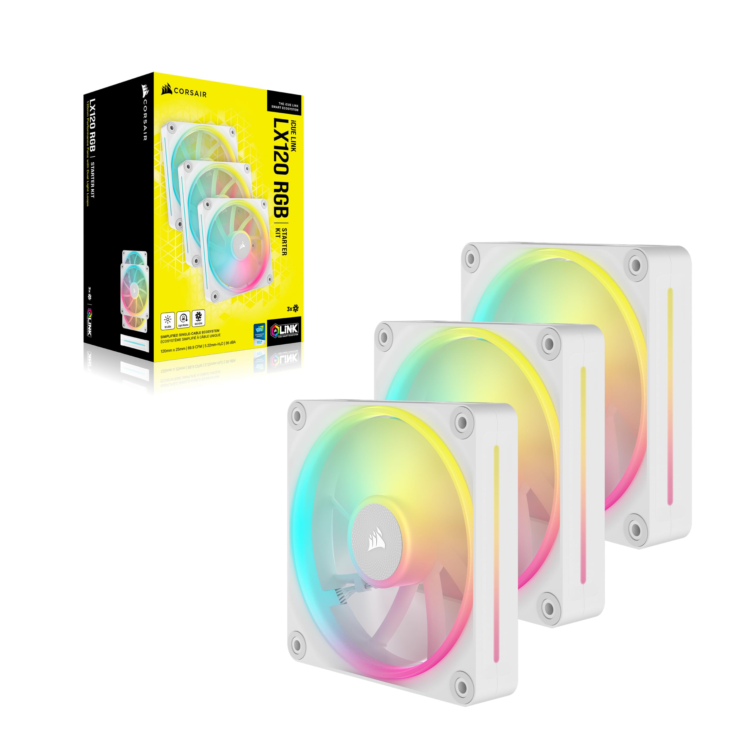 Foto 8 pulgar | Ventilador Corsair Icue Link Lx120 Rgb 120 Mm, Paquete Triple, Blanco - Venta Internacional.