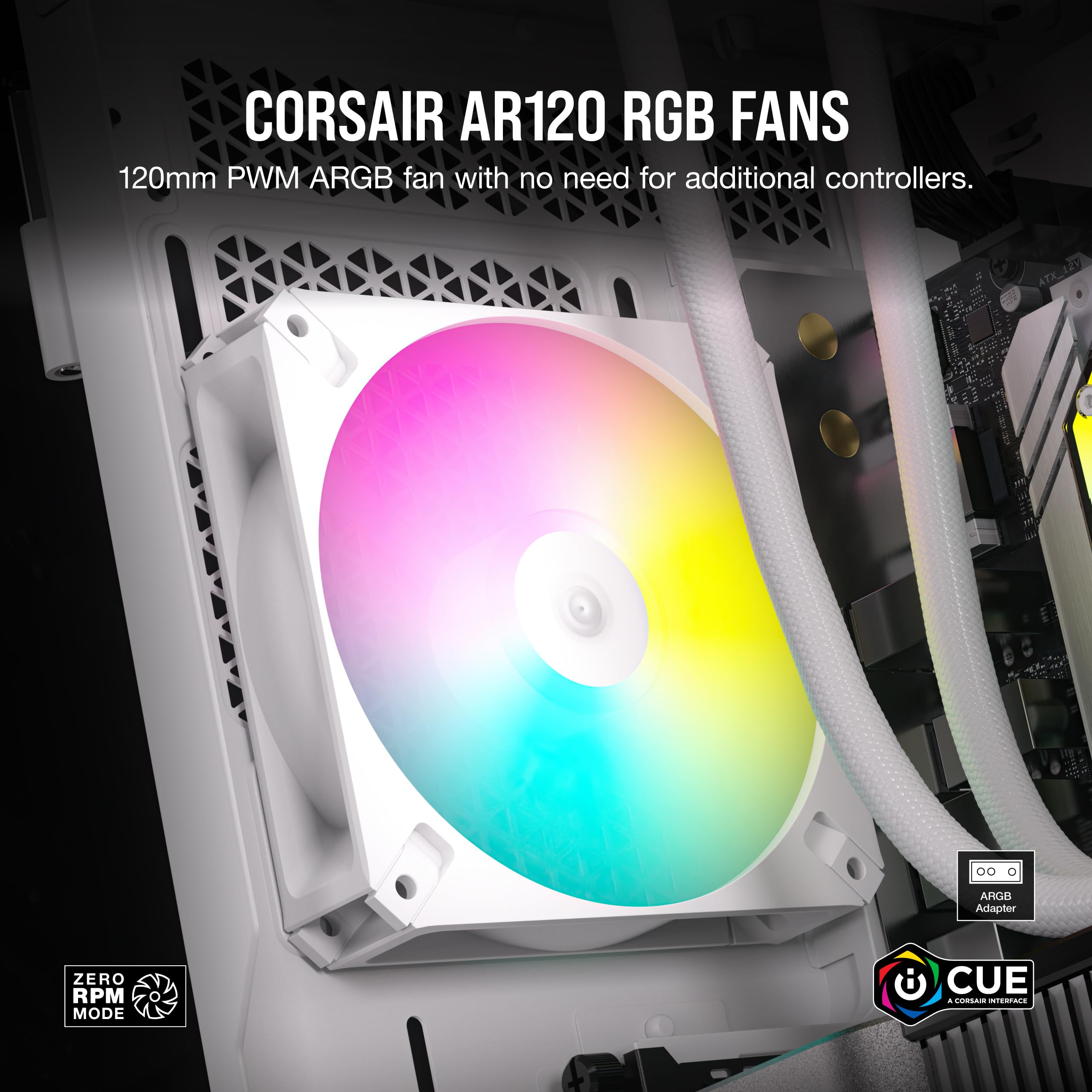 Foto 3 pulgar | Kit De Ventiladores Corsair Icue Ar120 Rgb Digital 120 Mm Argb X3 Blanco - Venta Internacional.