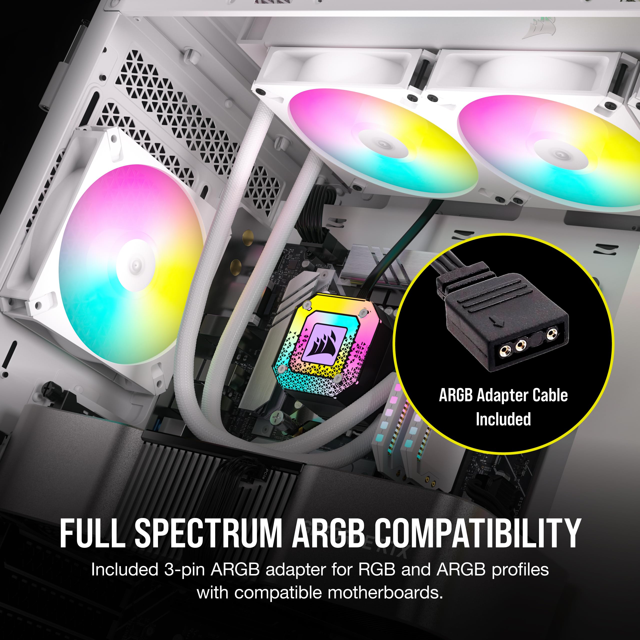 Foto 5 pulgar | Kit De Ventiladores Corsair Icue Ar120 Rgb Digital 120 Mm Argb X3 Blanco - Venta Internacional.