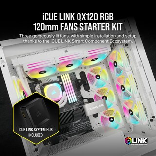 Foto 2 | Fan Corsair Icue Link Qx120 Rgb - Kit De Inicio Triple (120 Mm), Color Blanco - Venta Internacional.