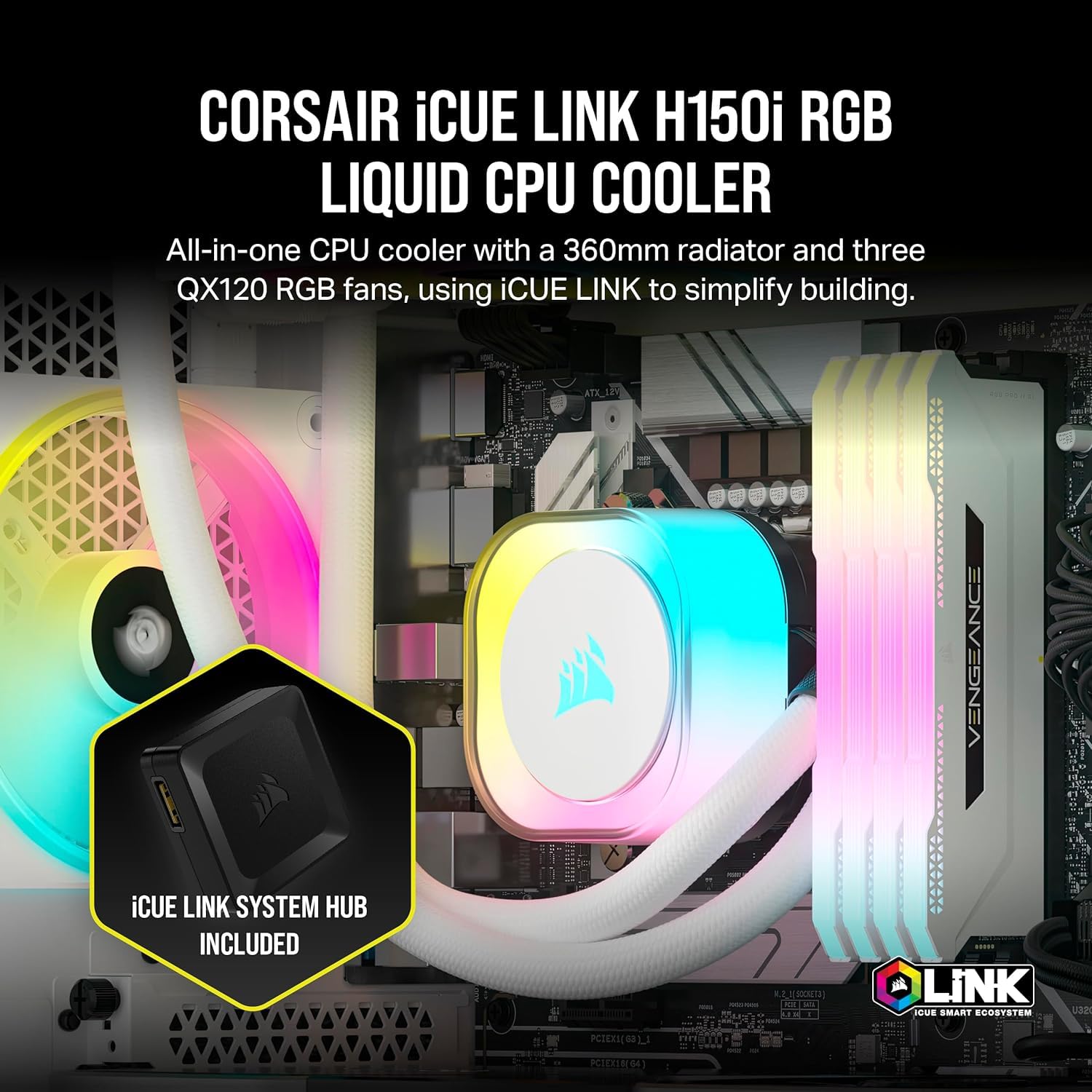 Foto 3 pulgar | Enfriador Líquido Para Cpu Corsair Icue Link H150i Rgb 360 Mm, Blanco - Venta Internacional.