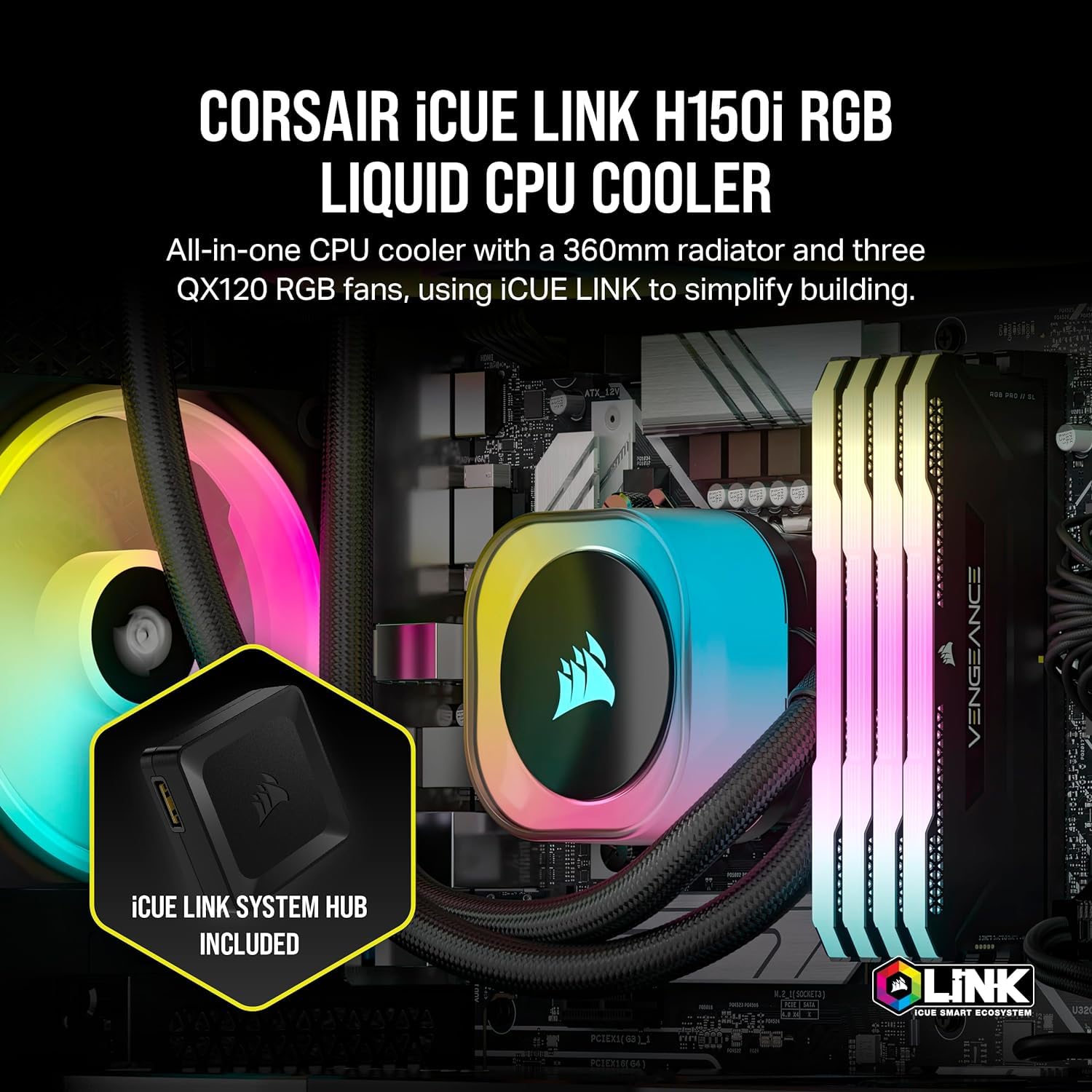 Foto 3 pulgar | Enfriador Líquido Para Cpu Corsair Icue Link H150i Rgb 360 Mm Aio - Venta Internacional.