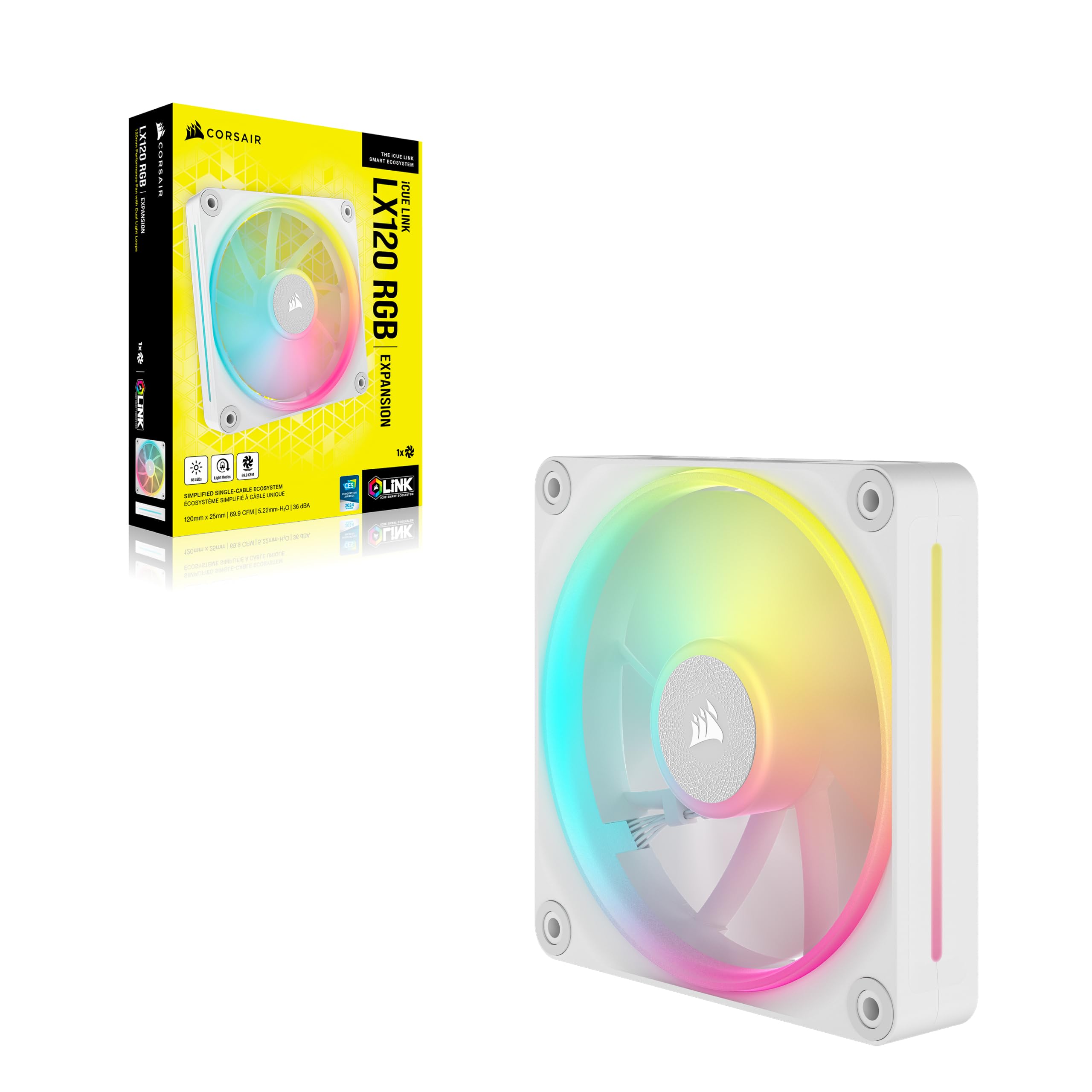 Foto 8 pulgar | Ventilador Corsair Icue Link Lx120 Rgb 120 Mm Pwm, Paquete Único, Blanco - Venta Internacional.