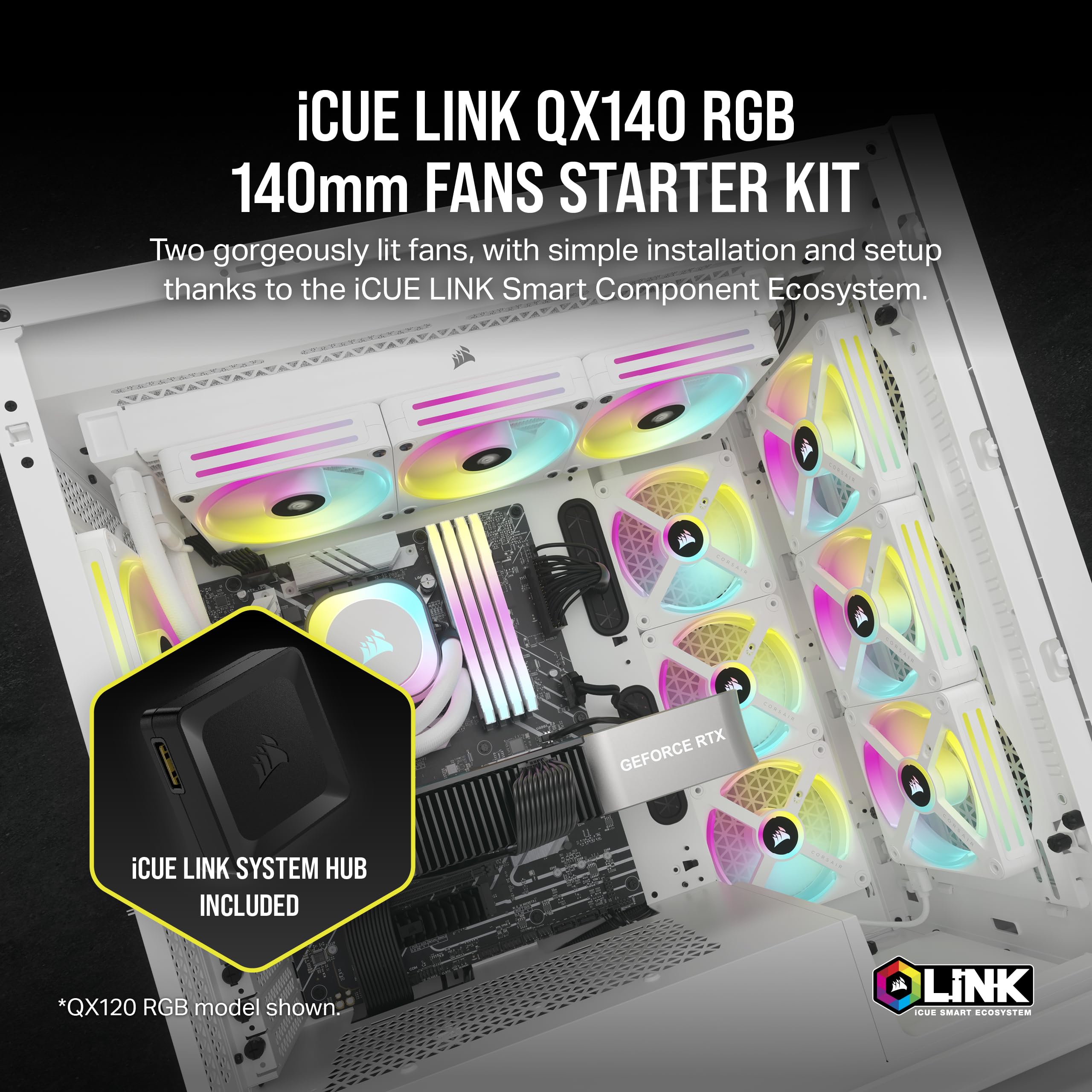 Foto 3 pulgar | Kit Básico De Ventilador Doble Fan Corsair Icue Link Qx140 Rgb De 140 Mm - Venta Internacional.