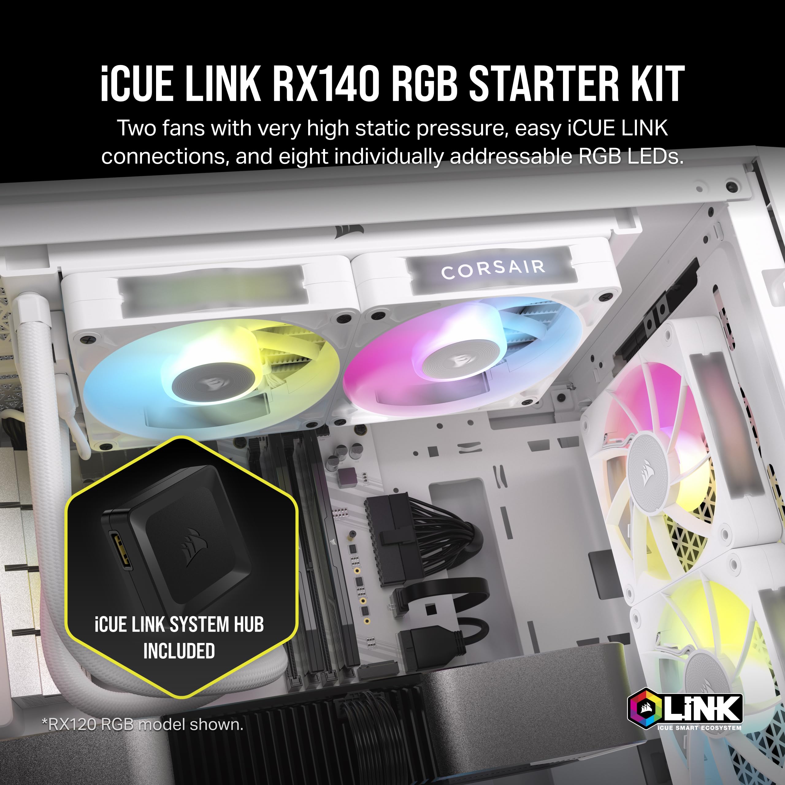 Foto 3 pulgar | Ventilador Corsair Icue Link Rx140 Rgb 140 mm Pwm con Icue Link Hub - Venta Internacional