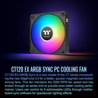 Foto 3 | Ventilador De Refrigeración Thermaltake Ct120 Ex Argb Sync 120 Mm, Paquete De 3 - Venta Internacional.