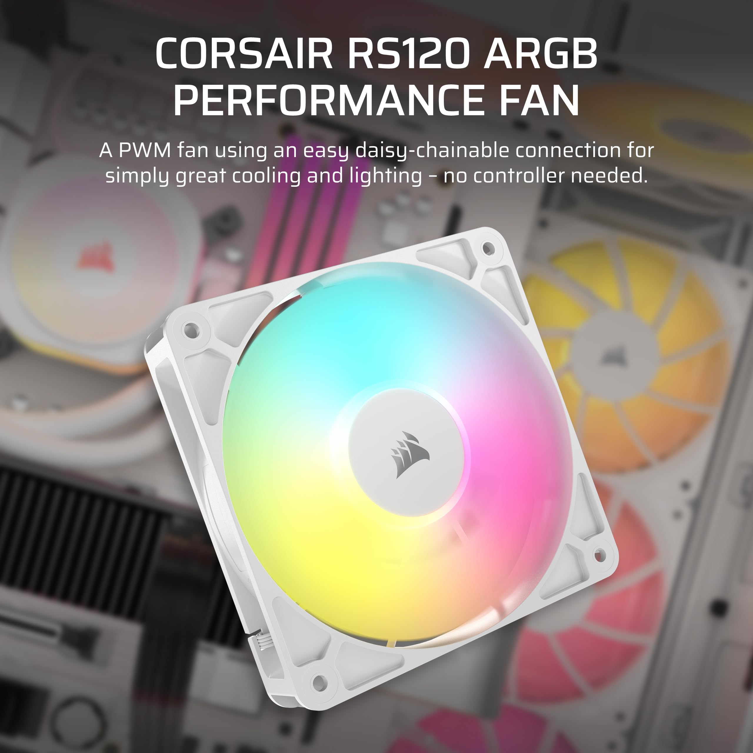 Foto 3 pulgar | Ventilador Corsair RS120 ARGB 120 mm PWM Daisy-Chain Blanco - Venta Internacional