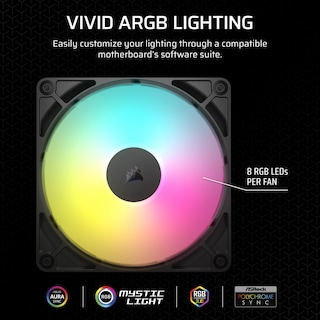 Foto 3 | Ventilador Corsair RS140 ARGB de 140 mm PWM en Cadena Bajo Nivel de Ruido - Venta Internacional