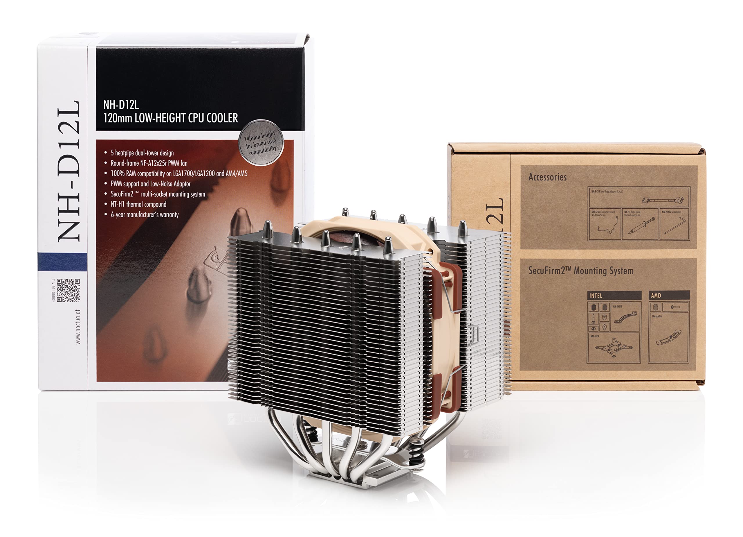 Foto 6 pulgar | Enfriador De Cpu Noctua Nh-d12l, Baja Altura, Doble Torre, 120 Mm, Marrón - Venta Internacional.