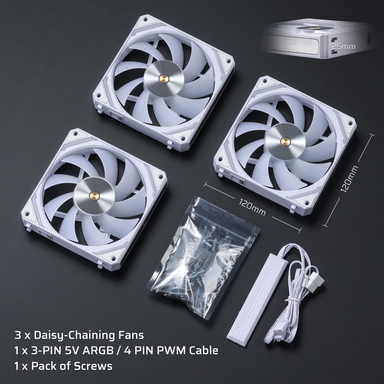 Foto 8 pulgar | Ventilador Pc Case Ltc Cf-121d, 120 Mm, 5 V, 3 Pines Argb, 4 Pines Pwm, Paquete De 3 - Venta Internacional.