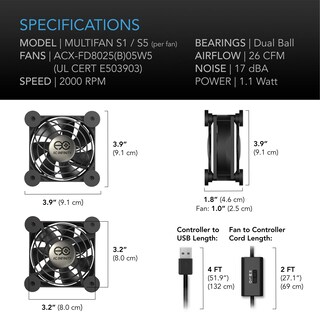Foto 6 | Ventilador Usb Ac Infinity Multifan S5 Quiet Dual De 80 Mm Para Armario - Venta Internacional.