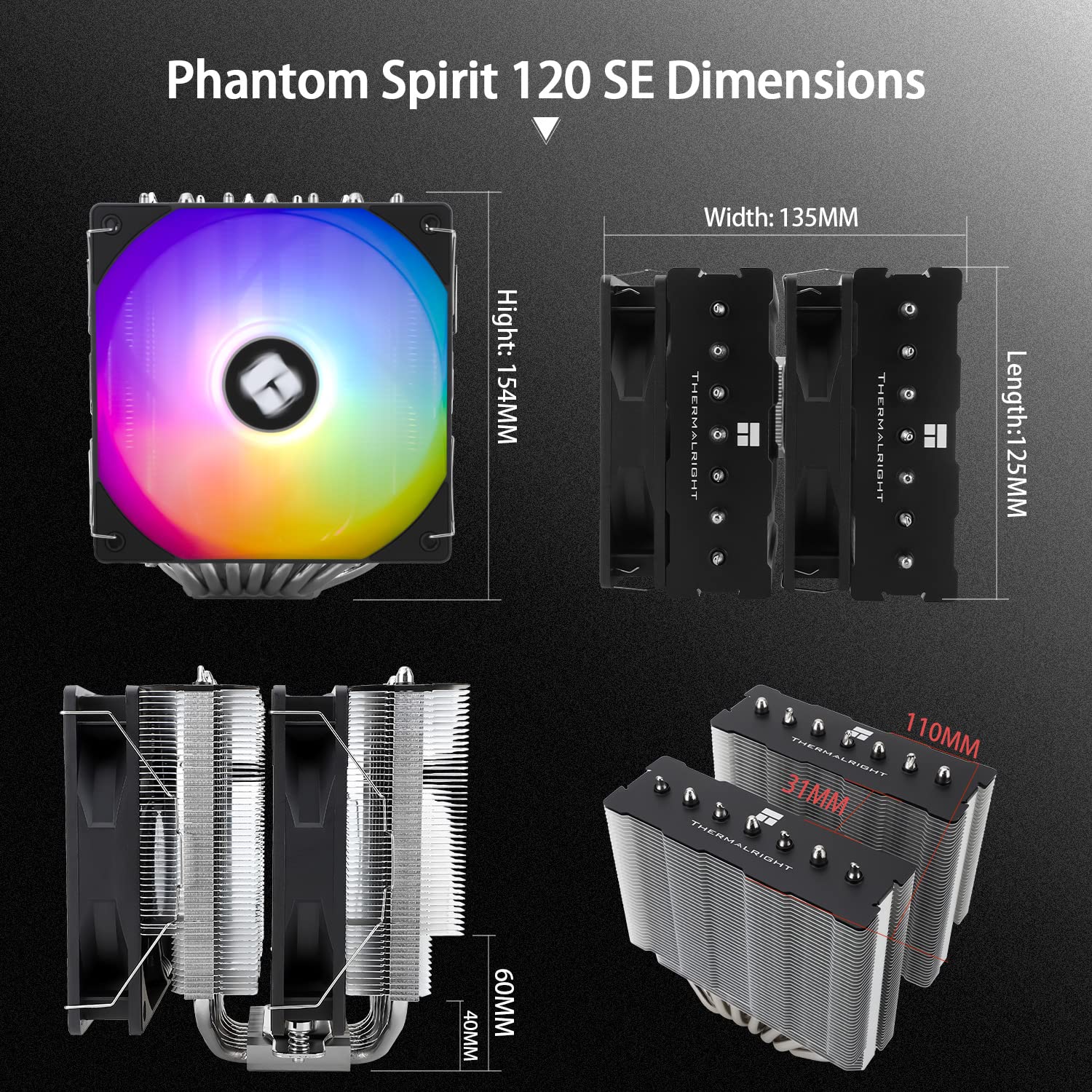 Foto 6 | Enfriador De Aire Para Cpu Thermalright Ps120se Argb Con 7 Tubos De Calor - Venta Internacional.