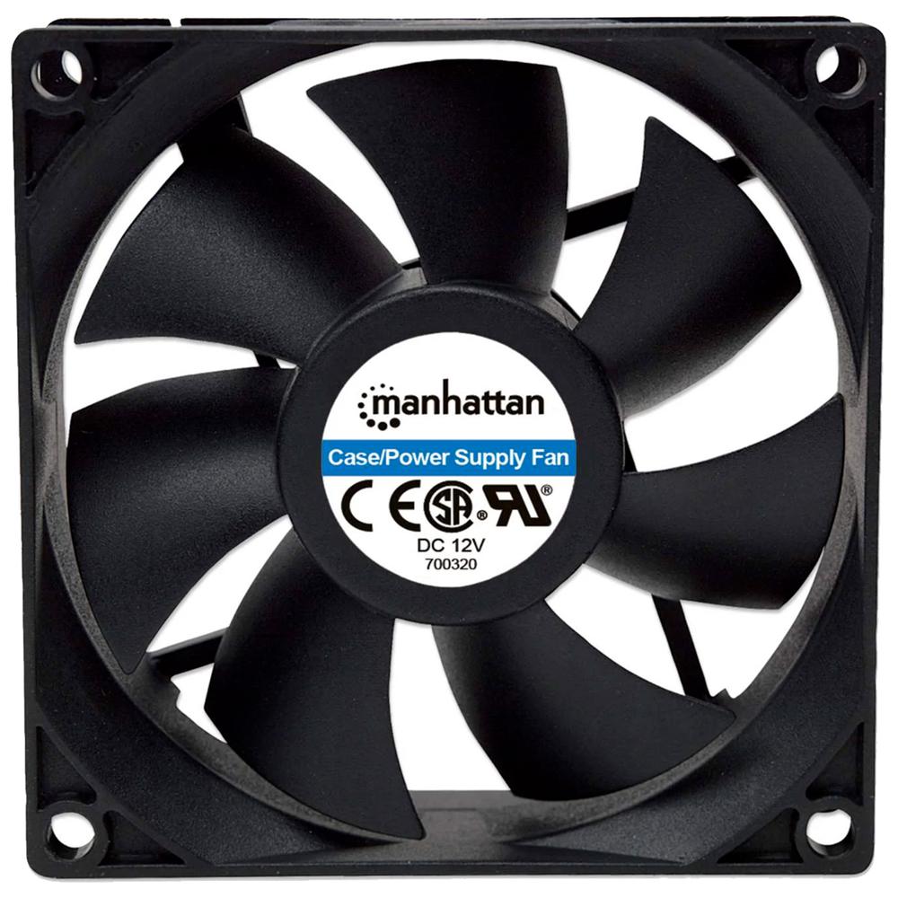 Ventilador Pc Manhattan 80mm Diseño Cuadrado 4 Pin 2500rpm Negro 700320