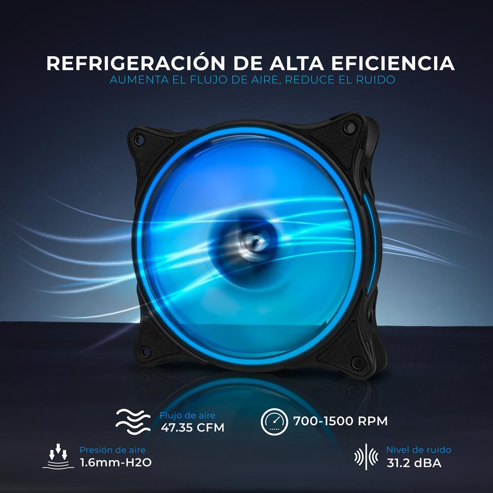 Foto 3 pulgar | Kit 3 Ventiladores Gamer Xtreme Pc Gaming Air Force 120mm Argb 1500rpm Hub 12 Control Negro Cfxtaq12