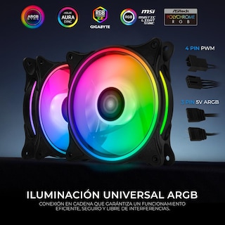 Foto 3 | Kit 3 Ventiladores Gamer Xtreme Pc Gaming Air Force 120mm Argb 1500rpm Hub 12 Control Negro Cfxtaq12