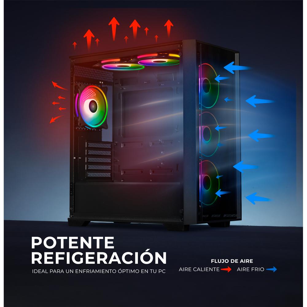 Foto 6 pulgar | Kit 3 Ventiladores Gamer Xtreme Pc Gaming Air Force 120mm Argb 1500rpm Hub 12 Control Negro Cfxtaq12