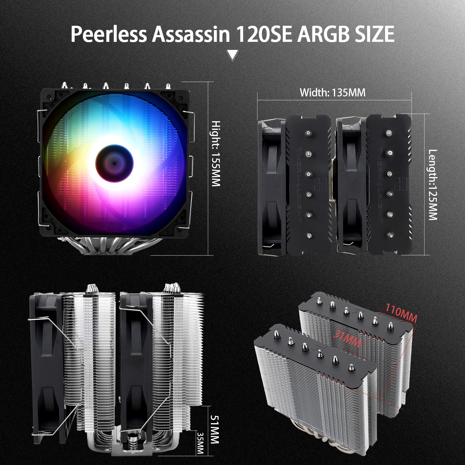 Foto 7 pulgar | Enfriador De Aire Para Cpu Thermalright Peerless Assassin 120 Se Argb - Venta Internacional.