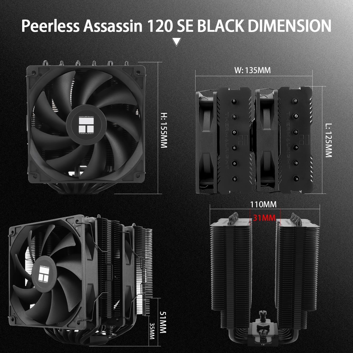 Foto 7 pulgar | Enfriador De Cpu Thermalright Peerless Assassin 120 Se Negro - Venta Internacional.