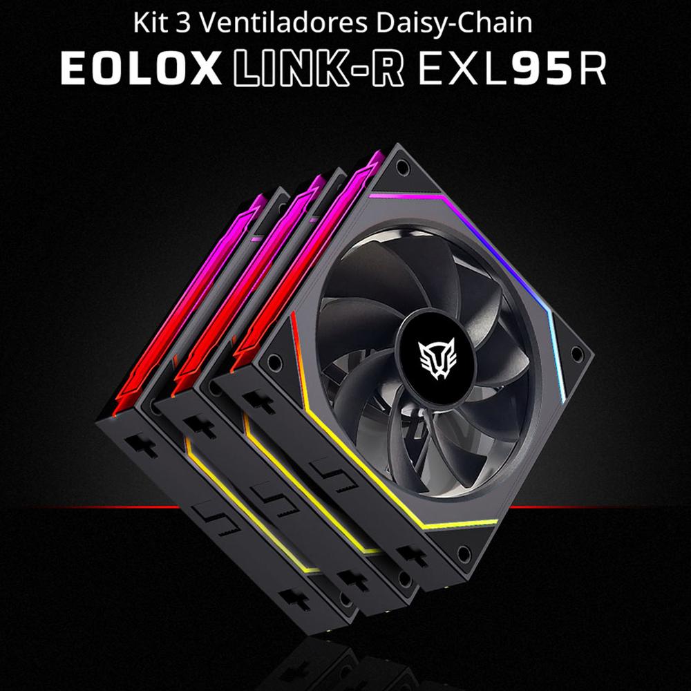 Foto 5 pulgar | Kit 3 Ventiladores Gamer Balam Rush Eolox Link-r Exl95r 120mm Argb Aspas Inversas Diseño Cuadrado Da