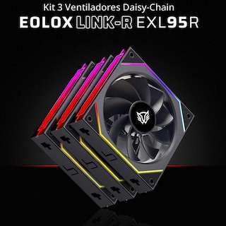 Foto 4 | Kit 3 Ventiladores Gamer Balam Rush Eolox Link-r Exl95r 120mm Argb Aspas Inversas Diseño Cuadrado Da