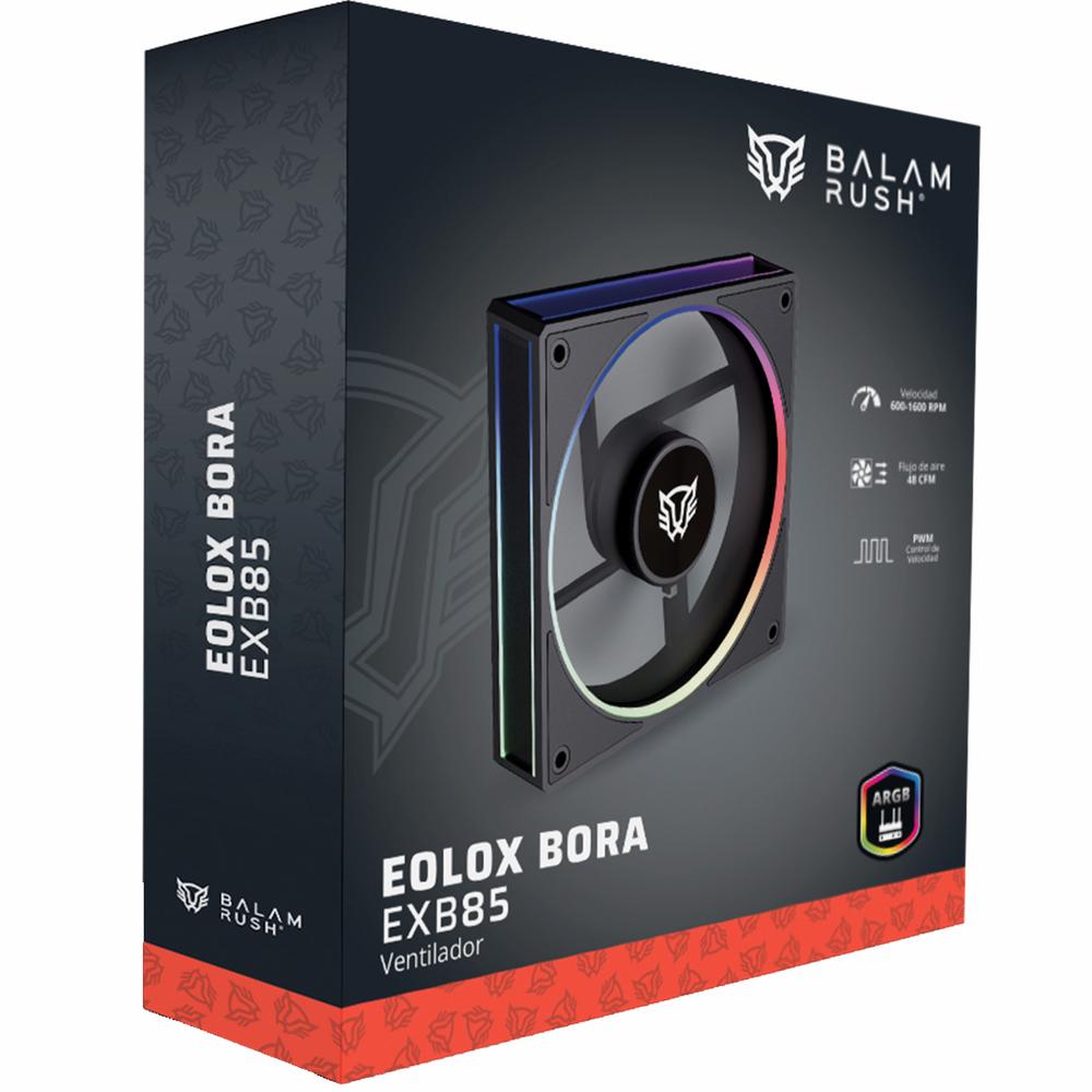 Foto 7 pulgar | Ventilador Gamer Balam Rush Eolox Bora Exb85 120mm Argb Diseño Cuadrado Pwm 4 Pin + Aura 1600rpm Neg