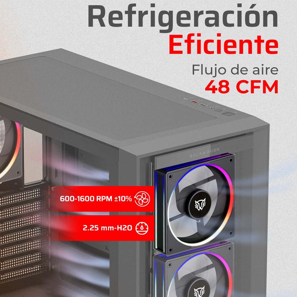 Foto 6 pulgar | Ventilador Gamer Balam Rush Eolox Bora-r Exb85r 120mm Argb Aspas Inversas Diseño Cuadrado Pwm 4 Pin