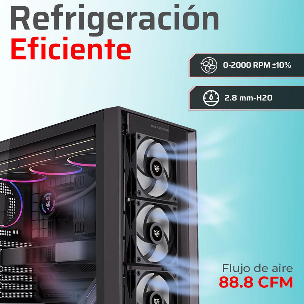 Foto 6 pulgar | Ventilador Gamer Balam Rush Eolox Glaziar Pro Exg99 120mm Aspas Aerodinámicas Pwm 4 Pin 2000rpm Negr