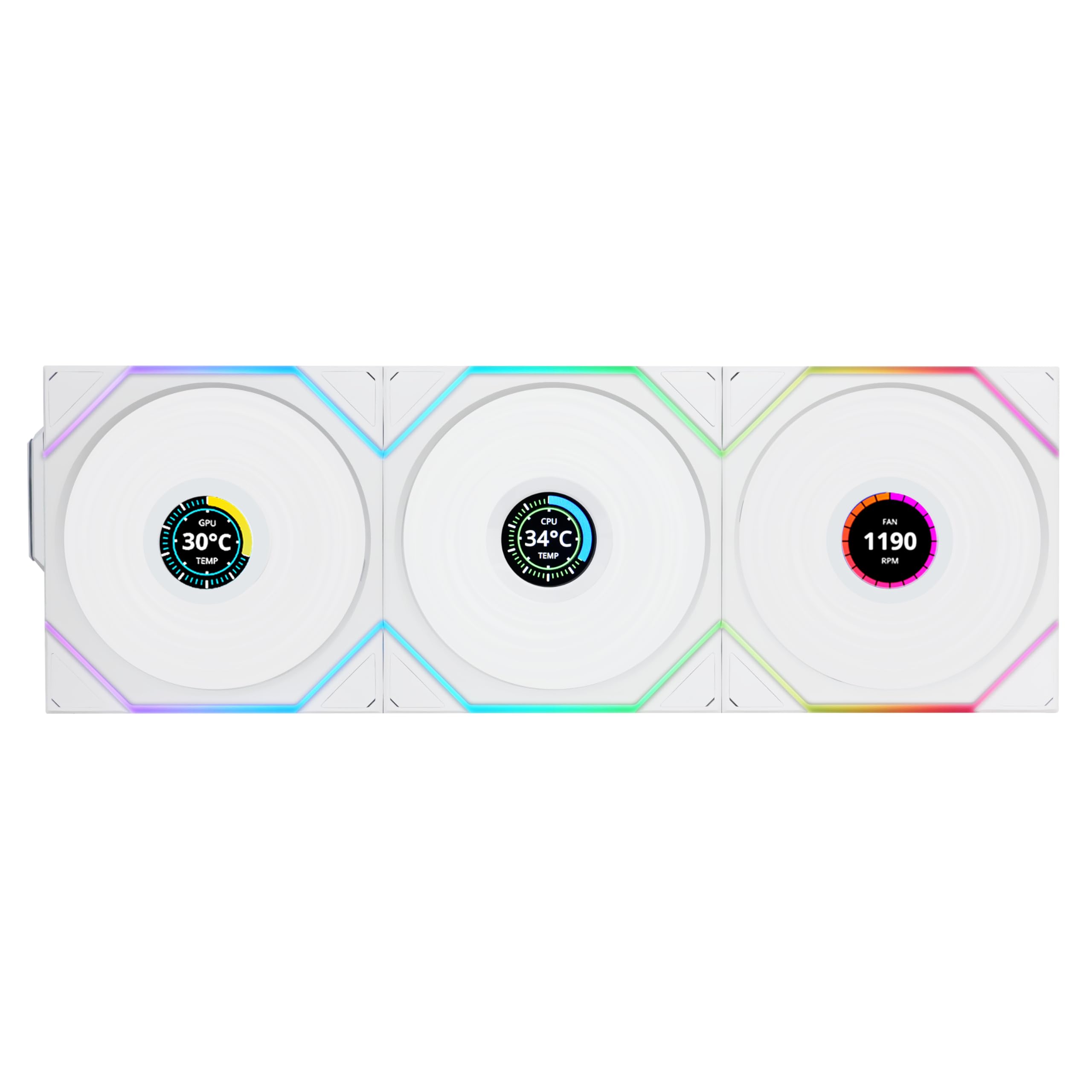 Foto 2 | Fan Lian Li Uni Tl Lcd Inalámbrico 120 Paquete Triple Blanco - Venta Internacional.
