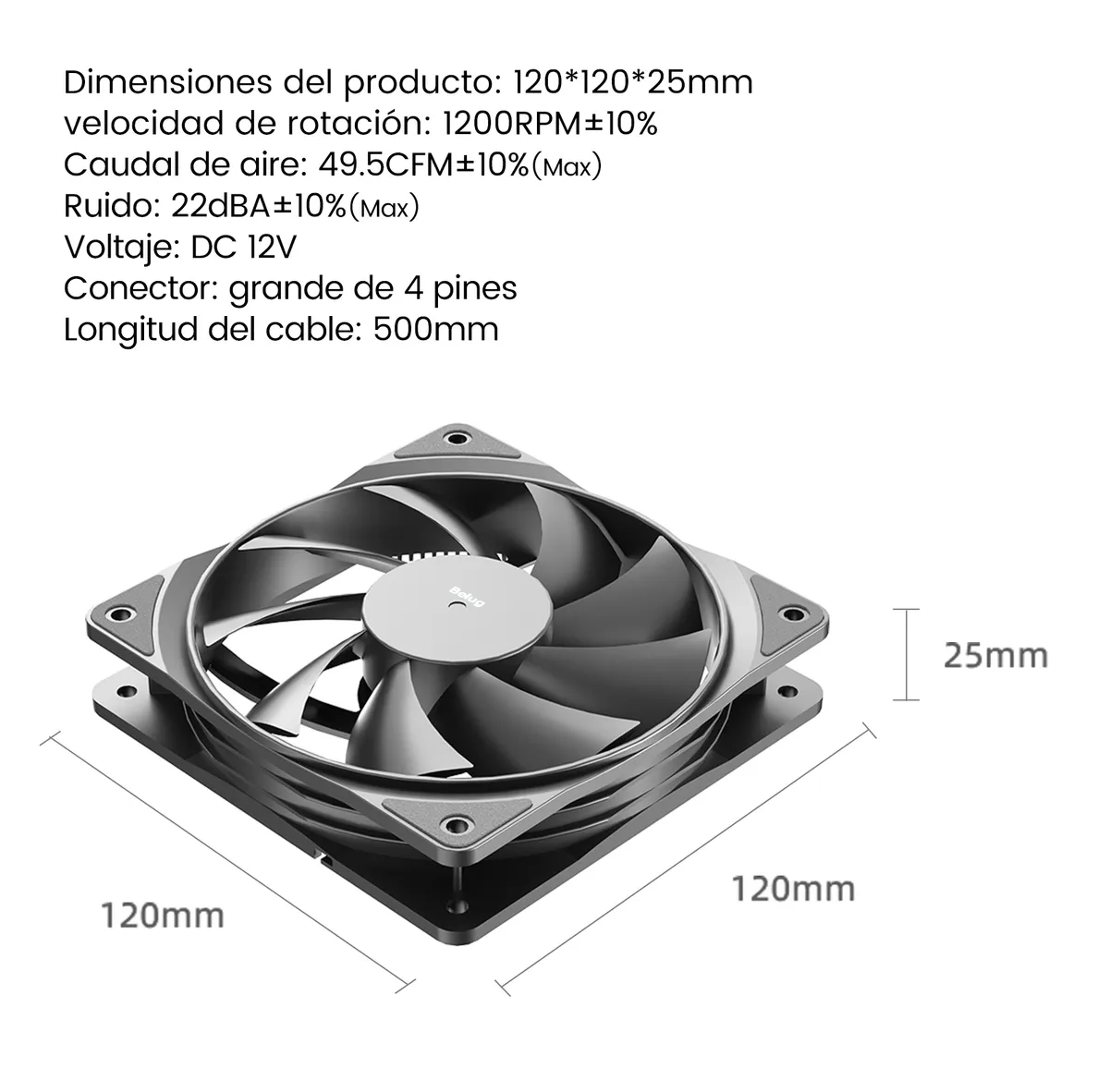 Foto 6 pulgar | Ventilador De Pc 120mm Silencioso Sin Luz Para Pc Negro