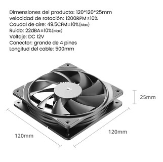 Foto 5 | Ventilador De Pc 120mm Silencioso Sin Luz Para Pc Negro