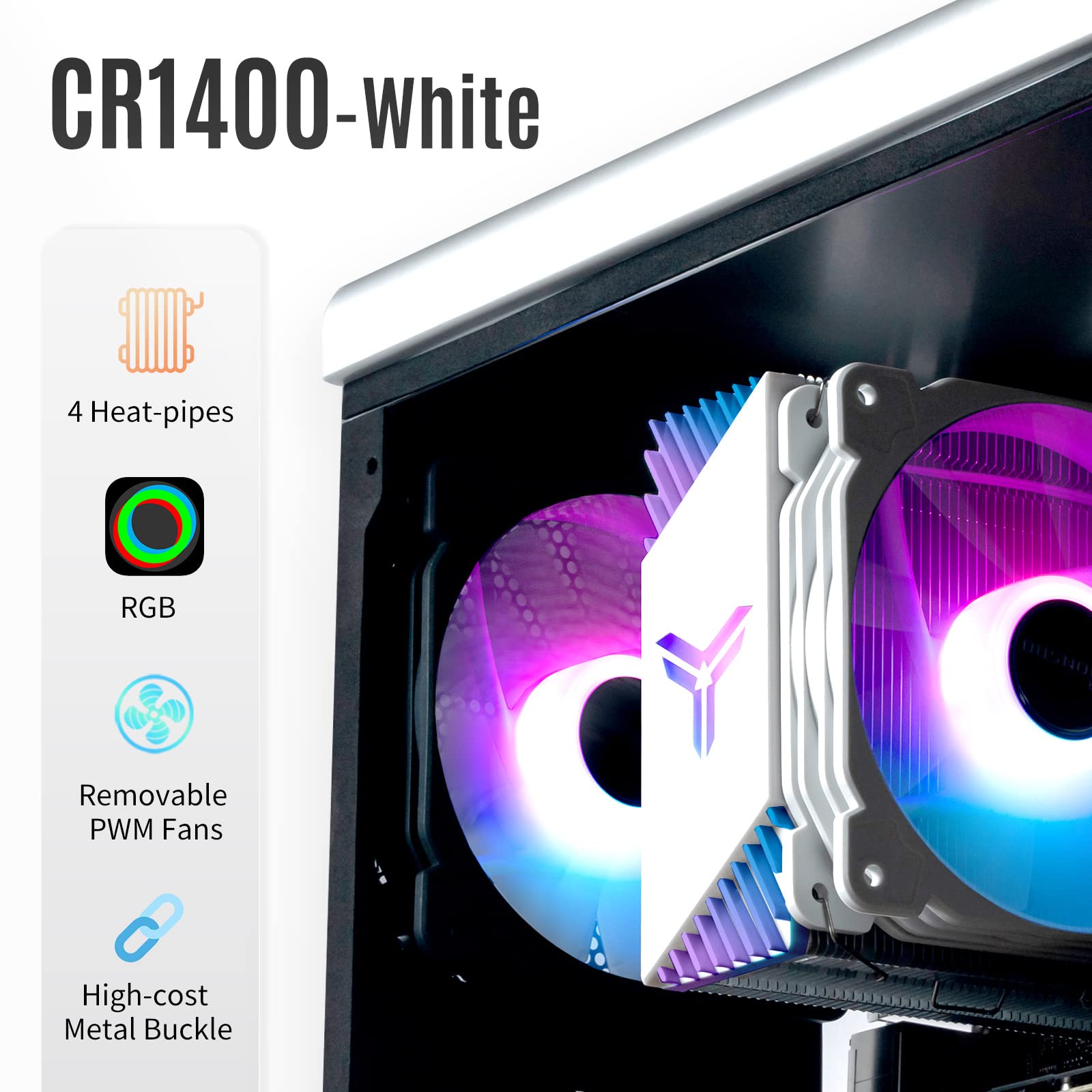 Foto 3 pulgar | Enfriador De Aire Para Cpu Jonsbo Cr1400 Rgb De 126 Mm Con Ventilador Pwm De 92 Mm - Venta Internacional.