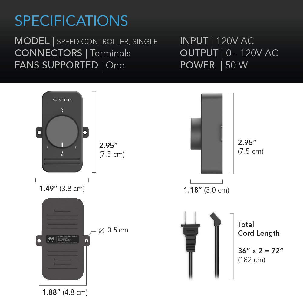 Foto 6 pulgar | Controlador De Velocidad De Ventilador Ac Infinity Para Ventiladores Ac De 100-125 V - Venta Internacional.
