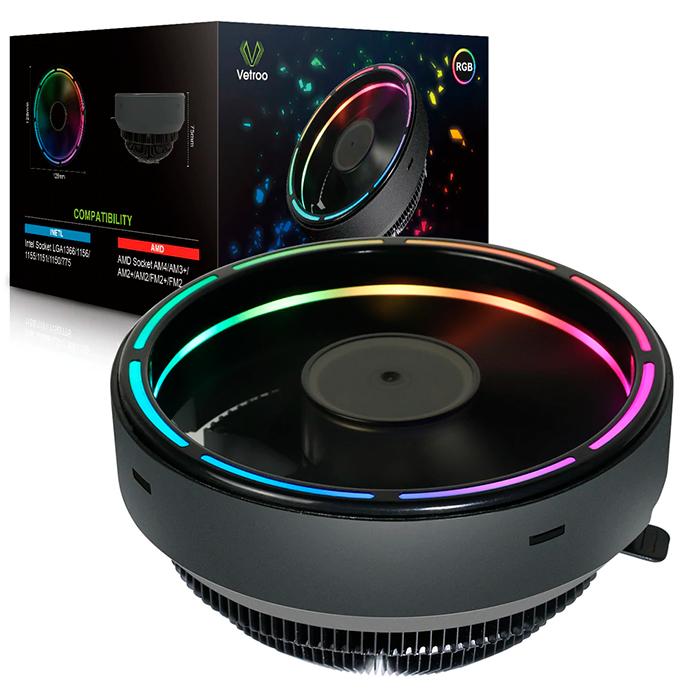 Foto 2 | Disipador Cpu Vetroo Dark Storm Rgb Intel Amd Xtreme PC Gaming color Negro