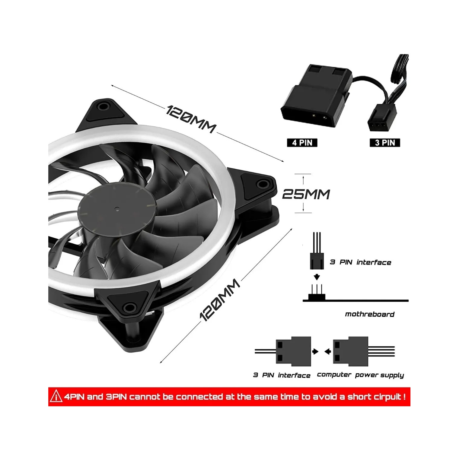 Foto 3 pulgar | Kit De 3 Ventiladores Pc,120mm 1200rpm Disipador Rgb Eo Safe Imports Esi-450 Multicolor