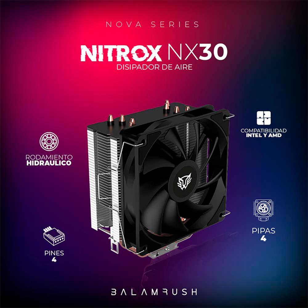 Foto 4 pulgar | Disipador CPU Gamer Balam Rush Nitrox Nx30 120mm Lga 1700 Am5 1400 Rpm 4-pin Negro Br-937900