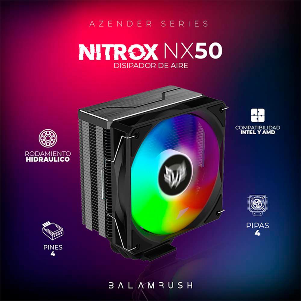 Foto 4 pulgar | Disipador CPU Gamer Balam Rush Nitrox Nx50 120 Mm Argb LGA 1700 Am5 800-1800 Rpm 4-pin Negro Br-937405