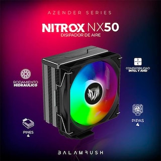 Foto 3 | Disipador CPU Gamer Balam Rush Nitrox Nx50 120 Mm Argb LGA 1700 Am5 800-1800 Rpm 4-pin Negro Br-937405