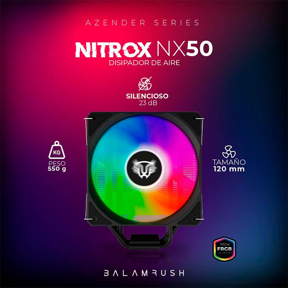 Foto 5 pulgar | Disipador CPU Gamer Balam Rush Nitrox Nx50 120 Mm Argb LGA 1700 Am5 800-1800 Rpm 4-pin Negro Br-937405