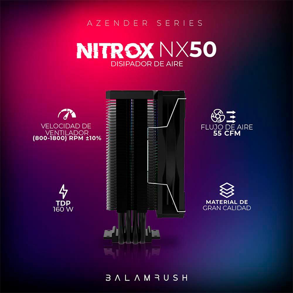 Foto 6 pulgar | Disipador CPU Gamer Balam Rush Nitrox Nx50 120 Mm Argb LGA 1700 Am5 800-1800 Rpm 4-pin Negro Br-937405