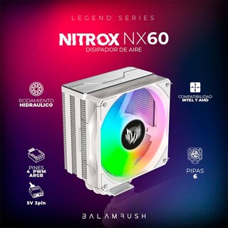 Foto 3 | Disipador CPU Gamer Balam Rush Nitrox Nx60 120mm Argb Lga 1700 Am5 600-1800 Rpm 4-pin Blanco Br-937924