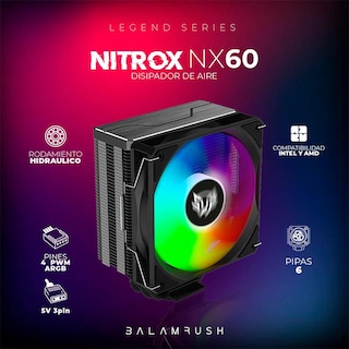 Foto 3 | Disipador CPU Gamer Balam Rush Nitrox Nx60 120mm Argb LGA 1700 Am5 600-1800 Rpm 4-pin Negro Br-937399