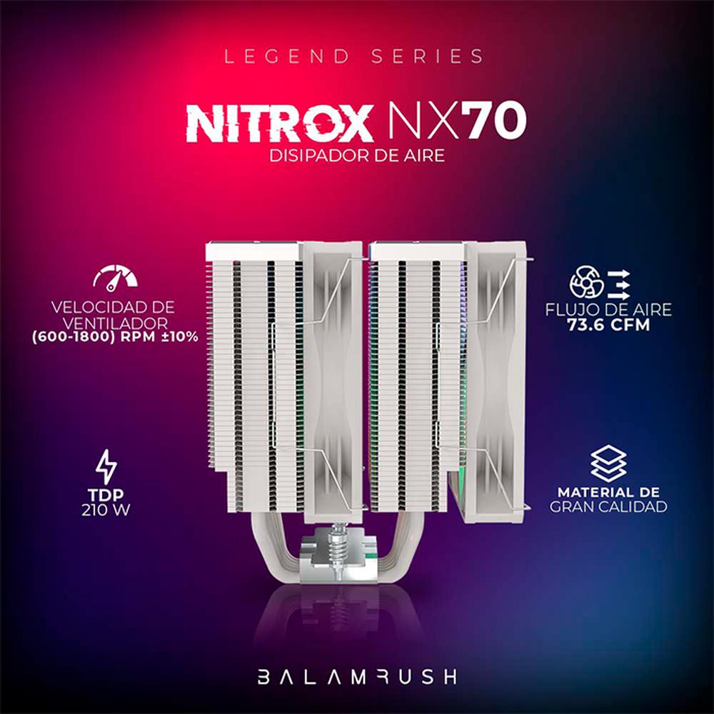 Foto 5 | Disipador CPU Gamer Balam Rush Nitrox Nx70 120mm Argb Lga 1700 Am5 600-1800 Rpm 4-pin Blanco Br-937931