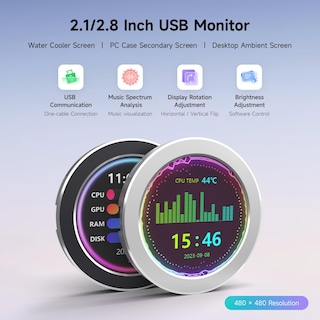 Foto 3 | Monitor Enfriador De Cpu/gpu Waveshare, Redondo, Lcd De 2,8 Pulgadas, Negro - Venta Internacional.