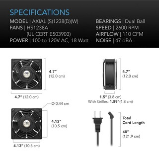 Foto 6 | Ventilador Para Magdalenas Ac Infinity Axial 1238 120 V Ac 120 Mm X 38 Mm - Venta Internacional.