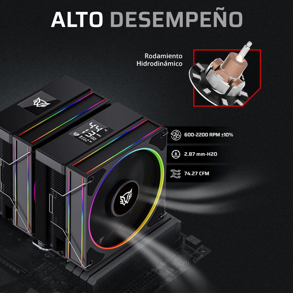 Foto 5 pulgar | Disipador Doble Cpu Gamer Balam Rush Heliux Pro Hex75 120mm Argb 3pin Lga1851 Am5 600 - 2000 Rpm 4-p