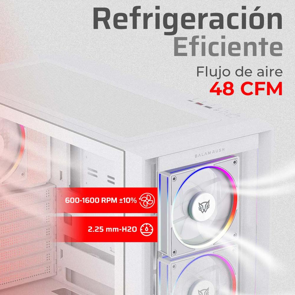 Foto 6 pulgar | Ventilador Gamer Balam Rush Eolox Bora Exb85 120mm Argb Diseño Cuadrado Pwm 4 Pin + Aura 1600rpm Bla