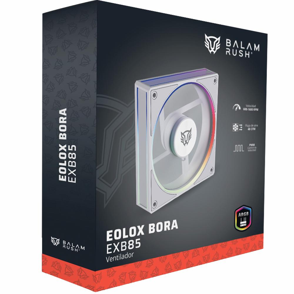 Foto 7 pulgar | Ventilador Gamer Balam Rush Eolox Bora Exb85 120mm Argb Diseño Cuadrado Pwm 4 Pin + Aura 1600rpm Bla